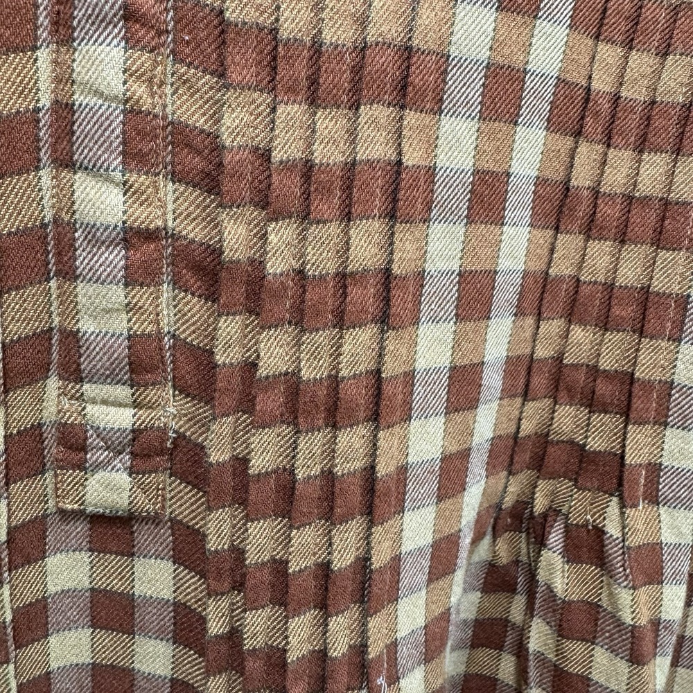 Womens Maple Plaid Pintuck Dress Long Sleeve Tunic Split Y-Neck Pockets 1X Rust - Picture 3 of 8